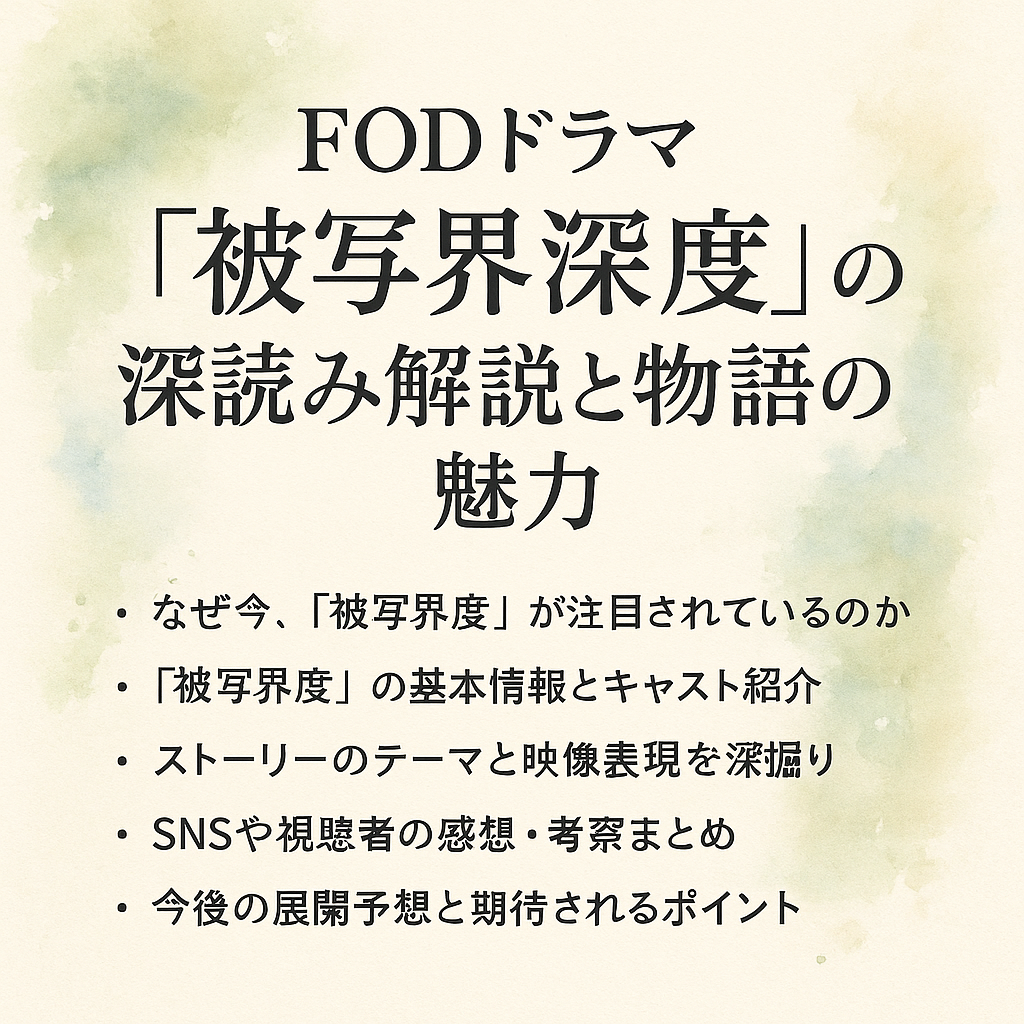 【考察】FOD『被写界深度』を徹底解説｜伏線・演出・結末予想まとめ